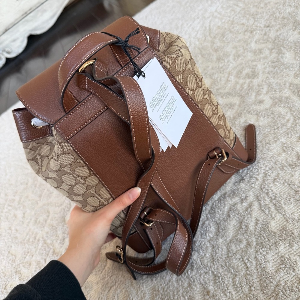 Coach Dempsey Drawstring Backpack In Signature Jacquard, Coach Backpack - Picture 3 of 7